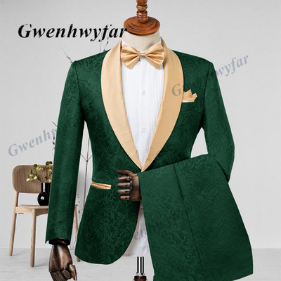 Gwenhwyfar férfi esküvői öltönyök 2022 olasz tervezésű, egyedi gyártású pezsgős szmoking dzseki 2 részes vőlegényi terno öltönyök férfiaknak