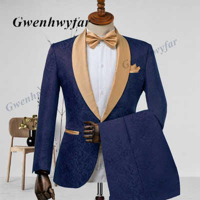 Gwenhwyfar férfi esküvői öltönyök 2022 olasz tervezésű, egyedi gyártású pezsgős szmoking dzseki 2 részes vőlegényi terno öltönyök férfiaknak