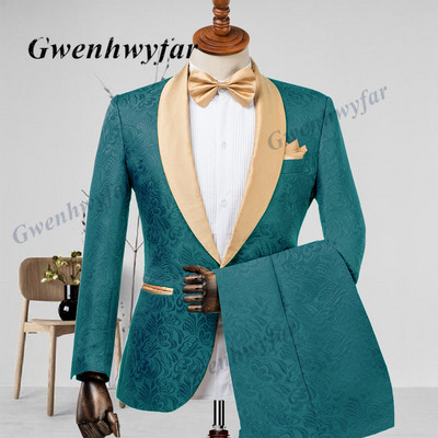 Gwenhwyfar férfi esküvői öltönyök 2022 olasz tervezésű, egyedi gyártású pezsgős szmoking dzseki 2 részes vőlegényi terno öltönyök férfiaknak