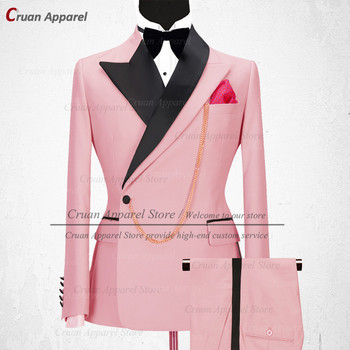 Най-новите луксозни златисти мъжки комплект костюми Slim fit Groomsmen Groom Wedding Dress Tuxedo Fashion Designs Party Stage Blazer Панталони 2 части