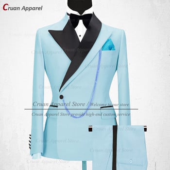 Най-новите луксозни златисти мъжки комплект костюми Slim fit Groomsmen Groom Wedding Dress Tuxedo Fashion Designs Party Stage Blazer Панталони 2 части