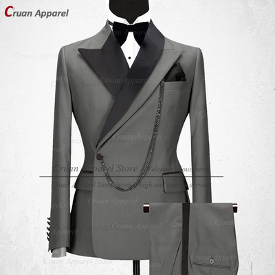 Legújabb luxus arany színű férfi öltöny szett karcsú szabású vőfély vőlegény esküvői ruha szmoking divatos minták party színpadi blézer nadrág 2 részes