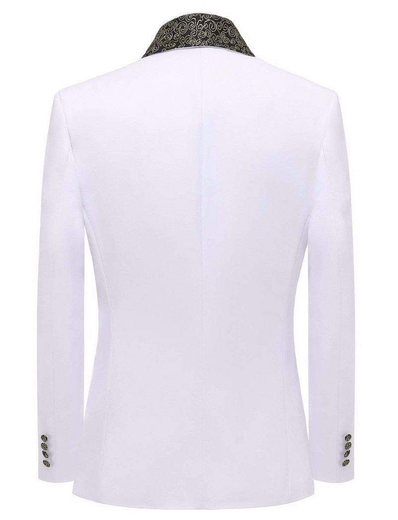 Elegáns férfi öltöny vőlegény viselete 2018 új, 2 részes vőlegény öltöny fehér egygombos szmoking esküvői kabát és nadrág