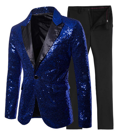 2020-as új arany/zöld 2 részes, fényes flitteres férfi öltöny, egygombos, csúcsos, hajtókás szmoking esküvőre (blézer + nadrág)