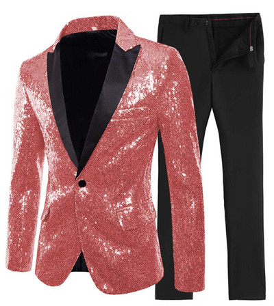 2020-as új arany/zöld 2 részes, fényes flitteres férfi öltöny, egygombos, csúcsos, hajtókás szmoking esküvőre (blézer + nadrág)