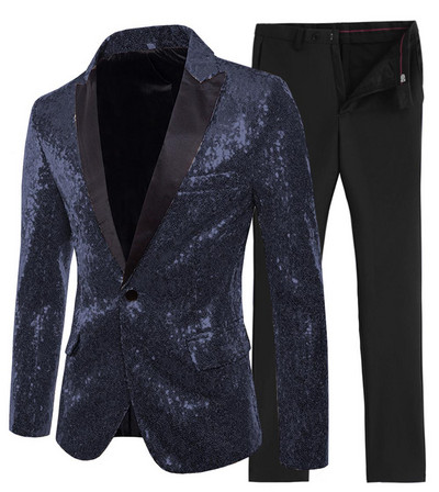 2020-as új arany/zöld 2 részes, fényes flitteres férfi öltöny, egygombos, csúcsos, hajtókás szmoking esküvőre (blézer + nadrág)