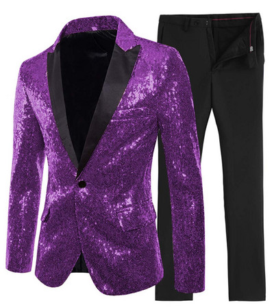 2020-as új arany/zöld 2 részes, fényes flitteres férfi öltöny, egygombos, csúcsos, hajtókás szmoking esküvőre (blézer + nadrág)