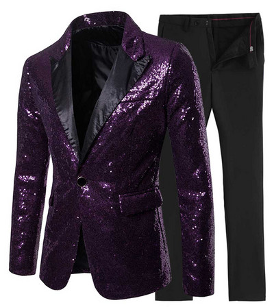 2020-as új arany/zöld 2 részes, fényes flitteres férfi öltöny, egygombos, csúcsos, hajtókás szmoking esküvőre (blézer + nadrág)