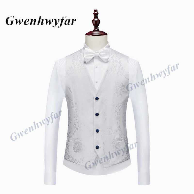 Gwenhwyfar kiváló minőségű férfi esküvői szmoking 2022 Mist Pink Peak Lapel Férfi blézer nadrág mellény fehér mintás anyagból