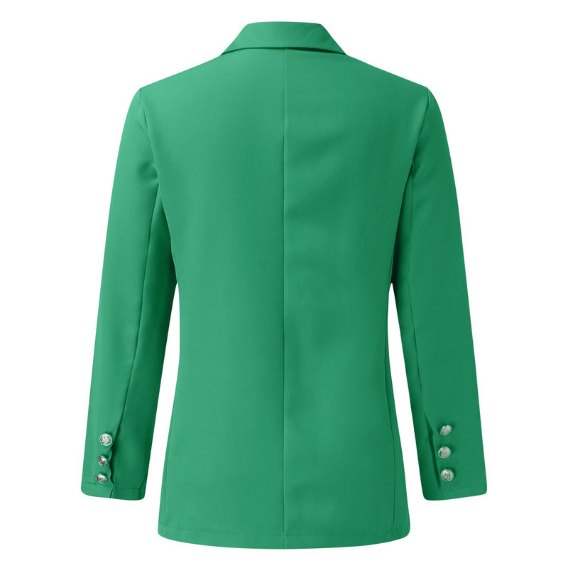 Női tömör zakó, hosszú ujjú gombos galléros ingkabát felsők zsebekkel blézer