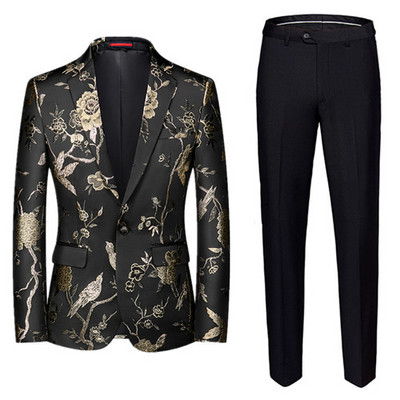 Divatos férfi jacquard öltöny 2 részes nagy méretű 6XL kiváló minőségű Homme üzleti ruha blézer dzseki 2022 új esküvői bankett szett