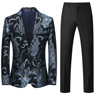 Divatos férfi jacquard öltöny 2 részes nagy méretű 6XL kiváló minőségű Homme üzleti ruha blézer dzseki 2022 új esküvői bankett szett