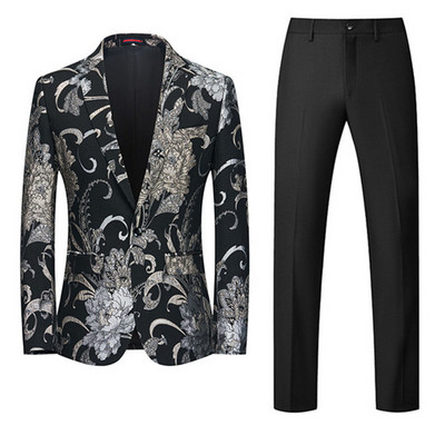 Divatos férfi jacquard öltöny 2 részes nagy méretű 6XL kiváló minőségű Homme üzleti ruha blézer dzseki 2022 új esküvői bankett szett