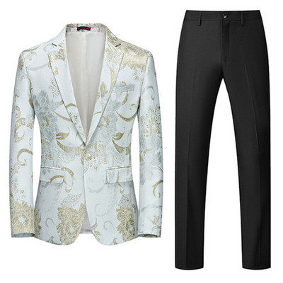 Divatos férfi jacquard öltöny 2 részes nagy méretű 6XL kiváló minőségű Homme üzleti ruha blézer dzseki 2022 új esküvői bankett szett