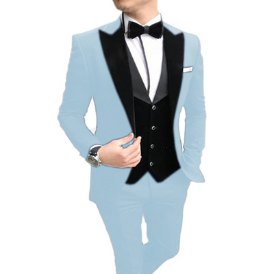 2020-as férfi öltöny, 3 részes, alkalmi fekete, hajtókás mellény, legjobb férfi szmoking esküvői öltönyökhöz (blézer+mellény+nadrág)