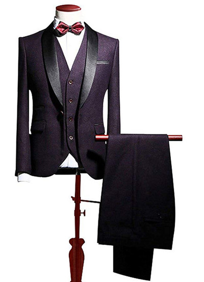 Férfi 3 részes férfi öltöny, Tuxrdos blézer, egygombos, hajtókás öltöny esküvőre (blézer+mellény+nadrág)
