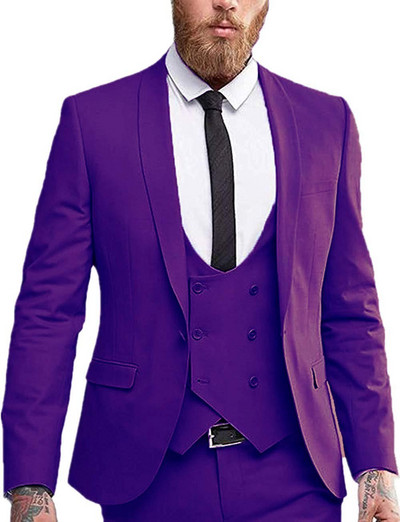 Kétsoros mellény, férfi öltöny, 3 részes, hivatalos, bevágott hajtókás, szmoking vőlegény esküvőre (blézer+mellény+nadrág)