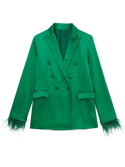 KLKXMYT TRAF női blézer szett női 2 részes öltönyök 2023 új divat tollak blézerek + nadrágok kétrészes készletek női ruhák