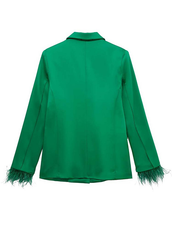 KLKXMYT TRAF női blézer szett női 2 részes öltönyök 2023 új divat tollak blézerek + nadrágok kétrészes készletek női ruhák