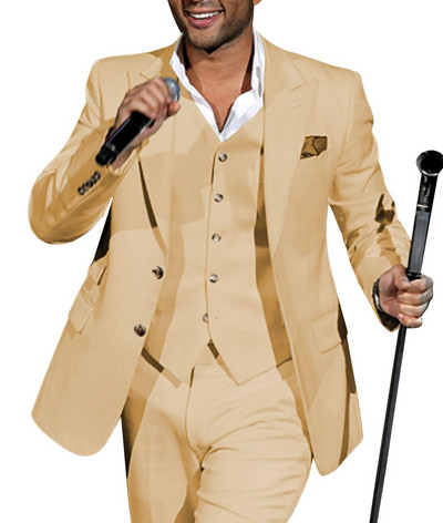 Férfi öltönyök hajtóka, alkalmi, 3 részes üzleti vőfélyek szmokingok, szürke, zöld pezsgő hivatalos esküvőre (blézer+nadrág+mellény)