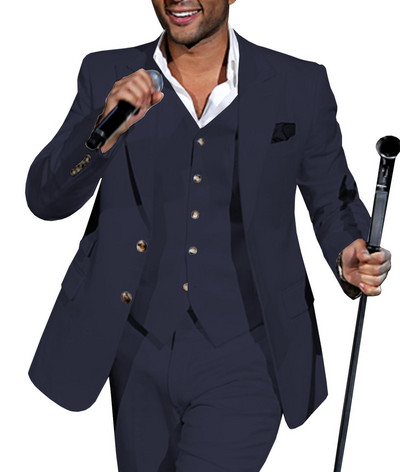 Férfi öltönyök hajtóka, alkalmi, 3 részes üzleti vőfélyek szmokingok, szürke, zöld pezsgő hivatalos esküvőre (blézer+nadrág+mellény)