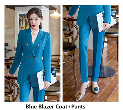 Elegáns rózsaszín őszi téli női üzleti öltönyök nadrággal és kabátokkal Kabát Kiváló minőségű szövet Professzionális nadrágkosztümök Blézerek