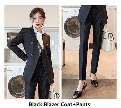 Elegáns rózsaszín őszi téli női üzleti öltönyök nadrággal és kabátokkal Kabát Kiváló minőségű szövet Professzionális nadrágkosztümök Blézerek