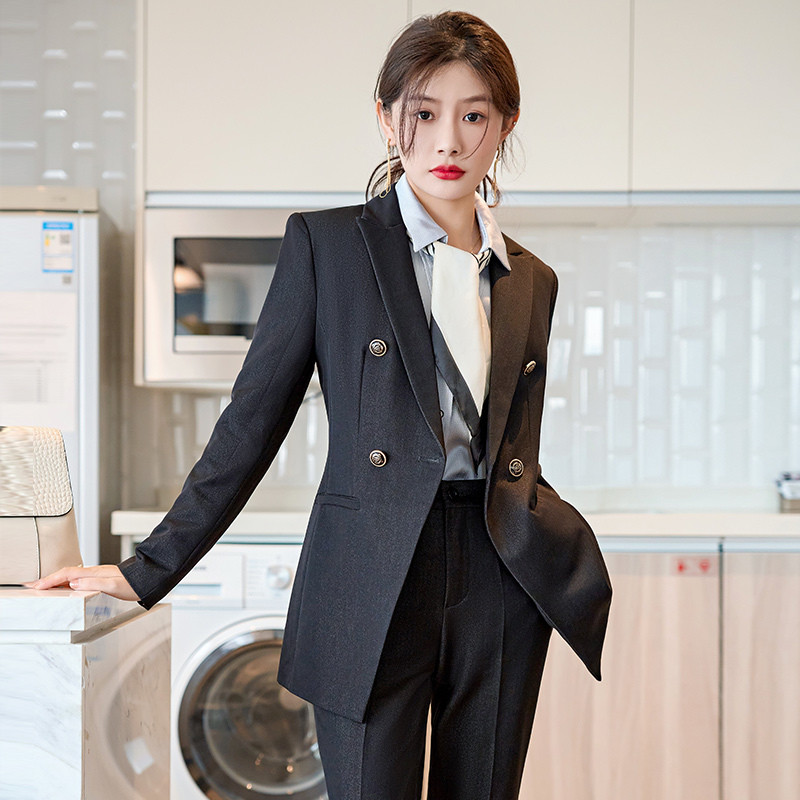 Elegáns rózsaszín őszi téli női üzleti öltönyök nadrággal és kabátokkal Kabát Kiváló minőségű szövet Professzionális nadrágkosztümök Blézerek