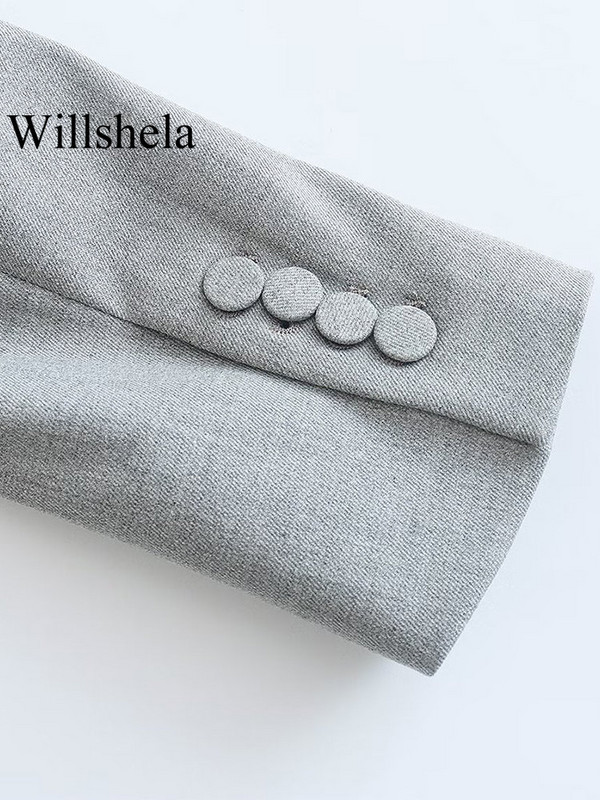 Willshela női divatos, 2 részes öltönyök, duplasoros blézer és vintage elülső cipzáras nadrág női irodai női blézer nadrág szett