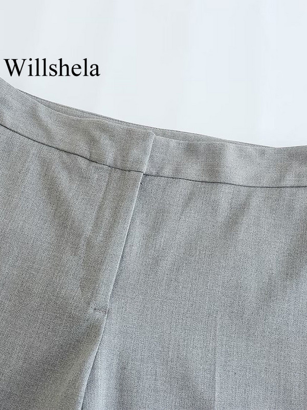 Willshela női divatos, 2 részes öltönyök, duplasoros blézer és vintage elülső cipzáras nadrág női irodai női blézer nadrág szett