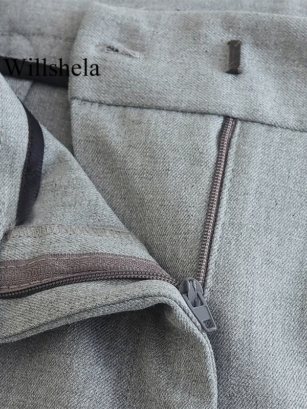 Willshela női divatos, 2 részes öltönyök, duplasoros blézer és vintage elülső cipzáras nadrág női irodai női blézer nadrág szett