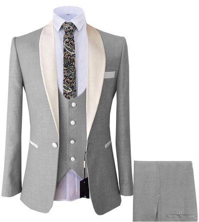 Új férfi öltöny szettek Royal Blue üzleti szmoking 3 részes blézer szett esküvői vőlegénynek (kabát+mellény+nadrág)