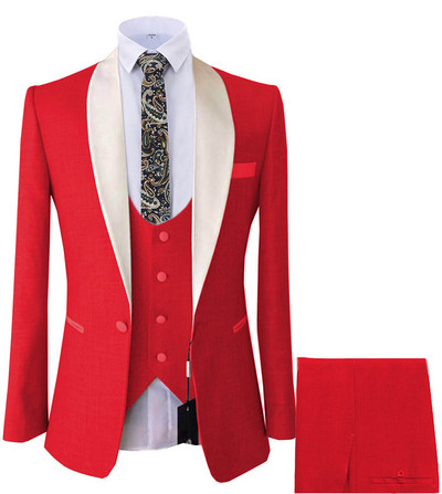 Új férfi öltöny szettek Royal Blue üzleti szmoking 3 részes blézer szett esküvői vőlegénynek (kabát+mellény+nadrág)