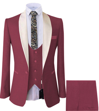 Új férfi öltöny szettek Royal Blue üzleti szmoking 3 részes blézer szett esküvői vőlegénynek (kabát+mellény+nadrág)