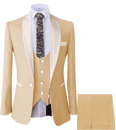 Új férfi öltöny szettek Royal Blue üzleti szmoking 3 részes blézer szett esküvői vőlegénynek (kabát+mellény+nadrág)