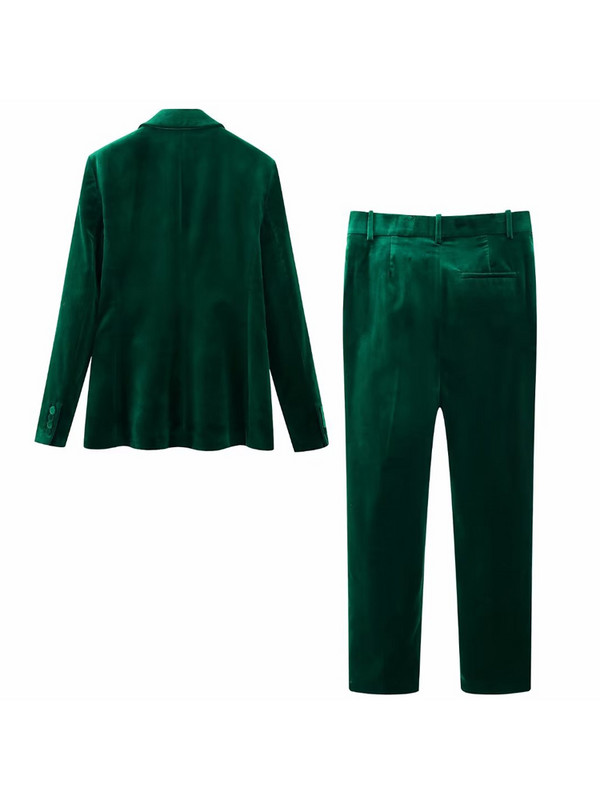 Kumsvag női őszi bársonyos nadrág öltönyök 2 darabos szettek 2022 alkalmi tömör blézerek kabátok és nadrágok női elegáns OL öltöny ruhák
