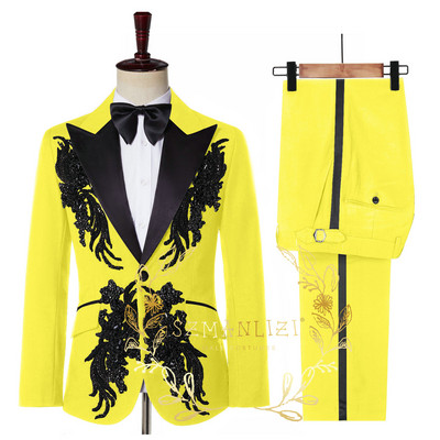 Costume Mariage Homme 2022 Real Photo Luxus kristálygyöngyös öltönyök férfiaknak, vőlegény esküvői öltönyök báli öltönyök szmoking blézer Homme