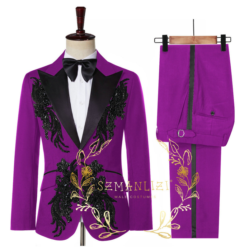 Costume Mariage Homme 2022 Real Photo Luxus kristálygyöngyös öltönyök férfiaknak, vőlegény esküvői öltönyök báli öltönyök szmoking blézer Homme