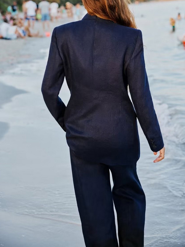 Kumsvag 2022 nyári női nadrágkosztümök 2 részes készletek Alkalmi laza tömör blézerek kabátok és nadrágok női elegáns utcai ruházat