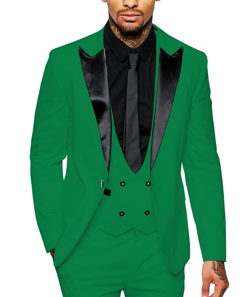 Férfi öltöny, karcsúsított, alkalmi, három darabból álló üzleti vőfély, szürke, fehér pezsgős szmoking esküvői blézer+nadrág+mellény