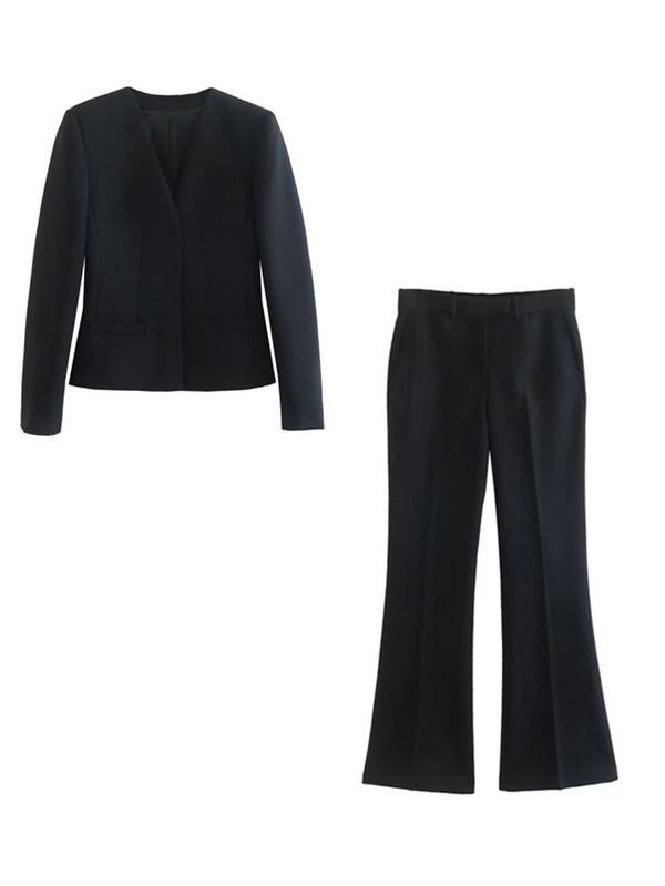 Kumsvag 2022 őszi női karcsú nadrágkosztüm 2 részes szett Alkalmi Solid blézerek Kabátok és nadrágok Női Elegáns OL Öltöny Ruházat