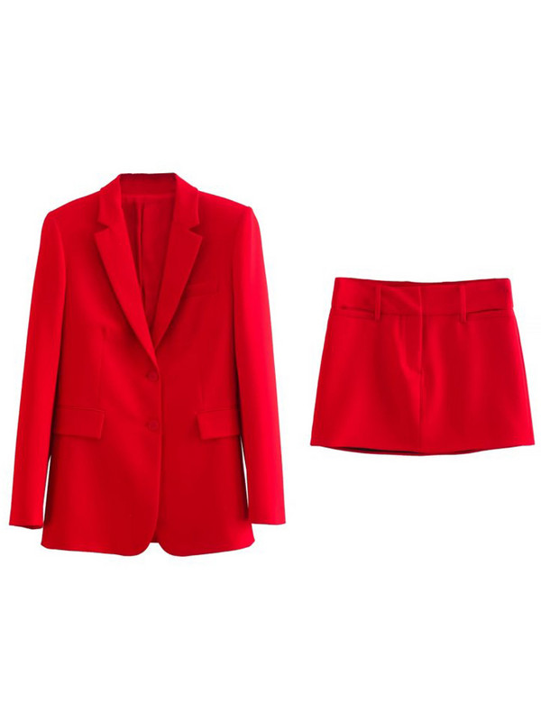 Kumsvag 2022 őszi női szoknya öltönyök 2 részes készletek Alkalmi Solid Slim blézerek Kabátok és szoknyák Női Elegáns OL Öltöny Ruházat