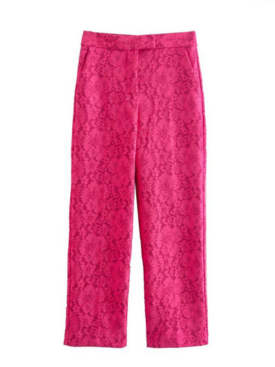 Kumsvag 2022 őszi női csipke nadrág öltönyök 2 részes készletek Alkalmi Solid Slim blézerek Kabátok és nadrágok Női Elegáns Utcai Ruházat