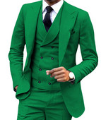 Divatos férfi öltöny 3 részes öltöny esküvői ruha és buli öltönyhöz Egy Buttun blézer dzseki duplasoros mellény és nadrág