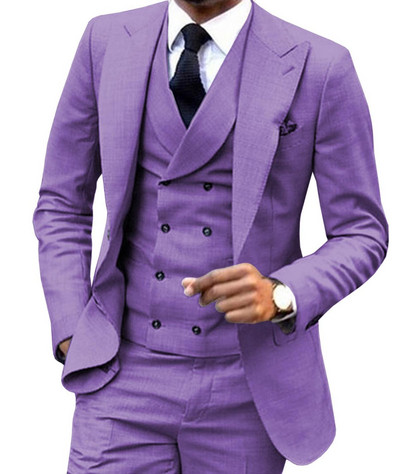 Divatos férfi öltöny 3 részes öltöny esküvői ruha és buli öltönyhöz Egy Buttun blézer dzseki duplasoros mellény és nadrág