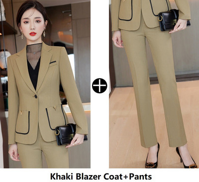 Formális OL Stílusok Női üzleti öltönyök nadrággal és kabáttal Kabát Őszi Téli Karrierinterjú Női Professzionális nadrágkosztümök