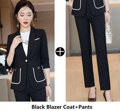 Formális OL Stílusok Női üzleti öltönyök nadrággal és kabáttal Kabát Őszi Téli Karrierinterjú Női Professzionális nadrágkosztümök
