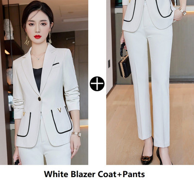 Formális OL Stílusok Női üzleti öltönyök nadrággal és kabáttal Kabát Őszi Téli Karrierinterjú Női Professzionális nadrágkosztümök