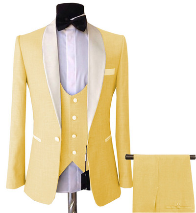 Férfi 3 részes öltönyök, karcsú, üzleti vőlegény, rózsaszín, lila kabát, szmoking, fehér blézer esküvői bál estére (blézer+mellény+nadrág)