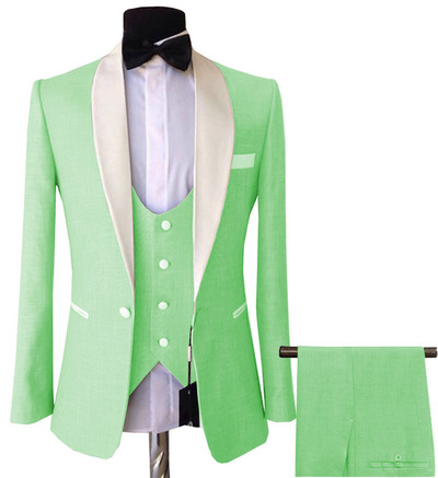 Férfi 3 részes öltönyök, karcsú, üzleti vőlegény, rózsaszín, lila kabát, szmoking, fehér blézer esküvői bál estére (blézer+mellény+nadrág)